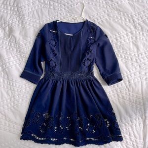 Blue floral cut-outs short dress